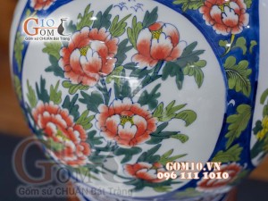 Bình tỏi trắng vẽ Tứ Cảnh màu, cao 56cm