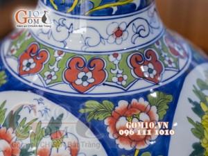 Bình tỏi trắng vẽ Tứ Cảnh màu, cao 56cm