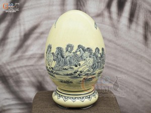 Bình trứng phong thủy men cổ họa tiết Mã Đáo Thành Công, cao 34cm (cả đế)