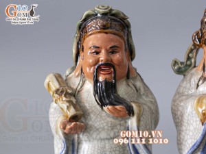 Bộ  tượng tam đa men rạn Phúc- Lộc - Thọ , cao 20cm