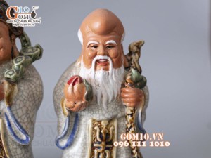 Bộ  tượng tam đa men rạn Phúc- Lộc - Thọ , cao 20cm