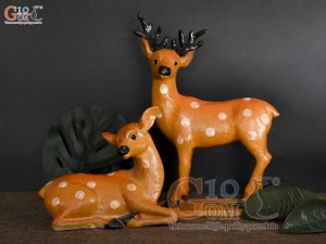 Bộ 2 chú hươu sao gốm bày tiểu cảnh, kích thước cao 23cm và 13cm