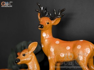 Bộ 2 chú hươu sao gốm bày tiểu cảnh, kích thước cao 23cm và 13cm