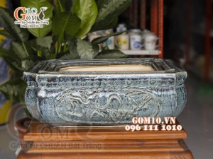 Bộ 3 ang men hoả biến đá, 36x49cm