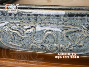 Bộ 3 ang men hoả biến đá, 36x49cm