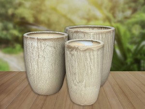 Bộ 3 chậu cây dáng boom men đá, miệng chậu 40cm