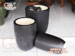Bộ 3 chậu cây dáng boom men mát, miệng chậu 40cm