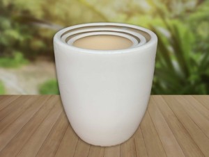 Bộ 3 chậu cây dáng boom men trắng, miệng chậu 41cm