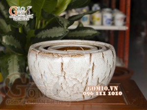 Bộ 3 chậu cây men nâu đá, miệng chậu 28cm