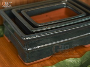 Bộ 3 chậu chữ nhật men hỏa biến, 33x24cm