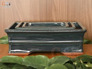 Bộ 3 chậu chữ nhật men hỏa biến, 33x24cm