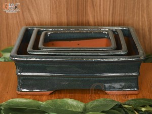 Bộ 3 chậu chữ nhật men hỏa biến, 33x24cm