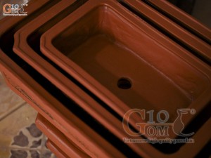 Bộ 3 chậu gốm chữ nhật khắc nổi Phúc Lộc Thọ, 50x37cm