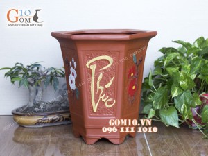 Bộ 3 chậu gốm Phúc Lộc Thọ bé , cao 34cm