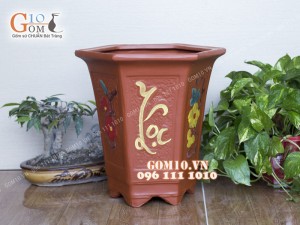 Bộ 3 chậu gốm Phúc Lộc Thọ bé , cao 34cm