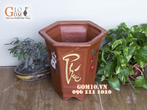 Bộ 3 chậu gốm Phúc Lộc Thọ bé , cao 34cm