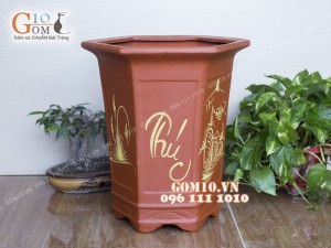 Bộ 3 chậu gốm Phúc Lộc Thọ to , cao 40cm