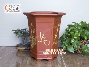 Bộ 3 chậu gốm Phúc Lộc Thọ to , cao 40cm