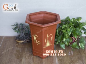 Bộ 3 chậu gốm Phúc Lộc Thọ to , cao 40cm