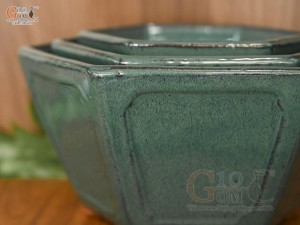 Bộ 3 chậu lục giác men hỏa biến, đường kính 25cm