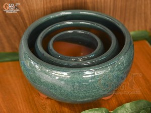 Bộ 3 chậu tròn men hỏa biến, đường kính 24cm