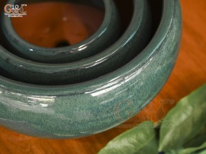 Bộ 3 chậu tròn men hỏa biến, đường kính 24cm