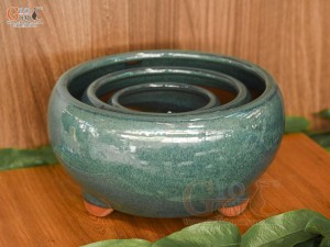 Bộ 3 chậu tròn men hỏa biến, đường kính 24cm