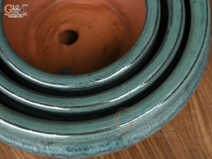 Bộ 3 chậu tròn men hỏa biến miệng thon, đường kính 30cm