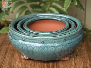 Bộ 3 chậu tròn men hỏa biến miệng thon, đường kính 30cm