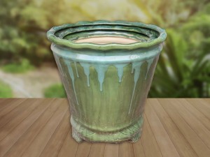 Bộ 3 chậu xanh ngọc men chảy, miệng chậu 47cm