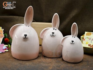 Bộ 3 Thỏ sứ tiết kiệm dáng tai vểnh, cao 24cm
