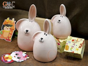 Bộ 3 Thỏ sứ tiết kiệm dáng tai vểnh, cao 24cm