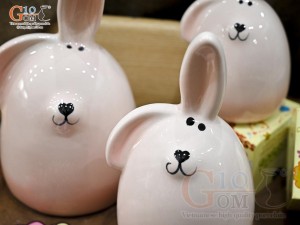Bộ 3 Thỏ sứ tiết kiệm dáng tai vểnh, cao 24cm