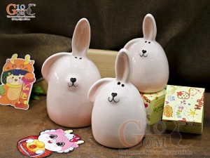 Bộ 3 Thỏ sứ tiết kiệm dáng tai vểnh, cao 24cm