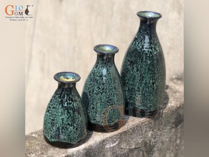 Bộ 3 lọ hoa men hỏa biến dáng cổ nhỏ, cao 24cm