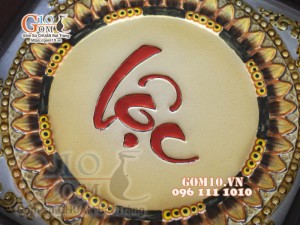 Bộ 3 Tranh sứ khắc nổi chữ Phúc - Lộc - Thọ 48,5cm