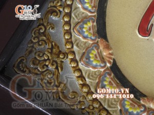 Bộ 3 Tranh sứ khắc nổi chữ Phúc - Lộc - Thọ 48,5cm