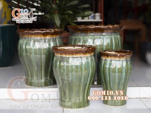 Bộ 4 chậu xanh ngọc, miệng chậu 41cm