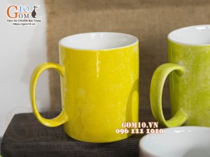 Bộ 4 cốc quai tròn màu men đá 350ml