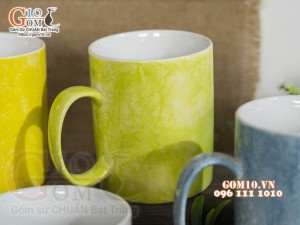 Bộ 4 cốc quai tròn màu men đá 350ml