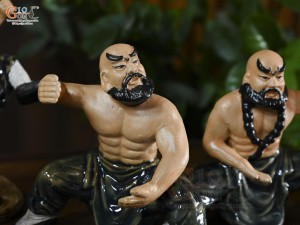 Bộ 4 tượng gốm Võ Sư luyện võ màu nâu