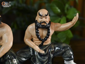Bộ 4 tượng gốm Võ Sư luyện võ màu nâu