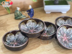 Bộ 5 chén men hỏa biến chén lòng hoa