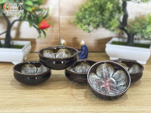 Bộ 5 chén men hỏa biến chén lòng hoa