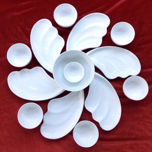 Bộ 6 đĩa cánh tiên men trắng cao cấp, 15 chi tiết