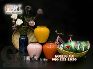 Bộ 8 hũ gốm men màu, 450ml