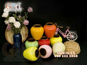 Bộ 8 hũ gốm men màu, 450ml