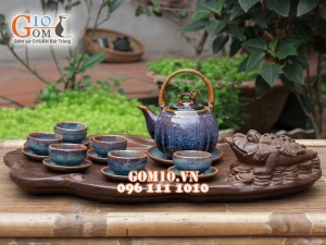 Bộ ấm chén ấm tròn tím