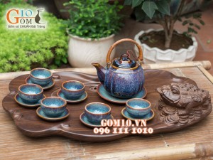 Bộ ấm chén ấm tròn tím