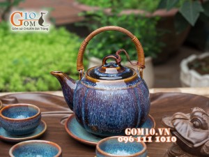 Bộ ấm chén ấm tròn tím